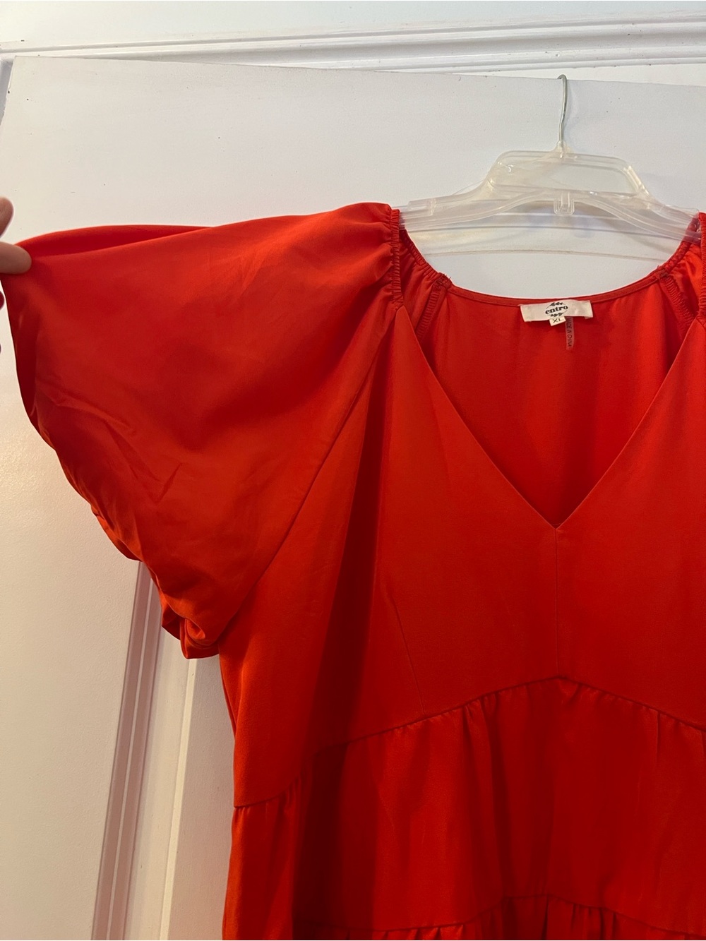 entro Red and Pink Colorblock Tiered Mini Dress - Picture 2 of 5